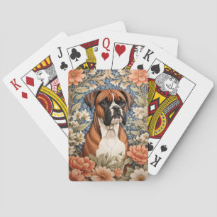 Elegant Boxer Dog William Morris Inspired Playing Cards