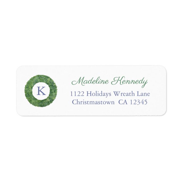 Elegant Boxwood Monogram Holidays Adresse de retou (Devant)