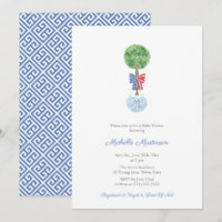 Elegant Boxwood Red Blue Bow Boy Baby Shower Party