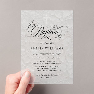 Elegant Boy Girl Baptism  Acrylic Invitations