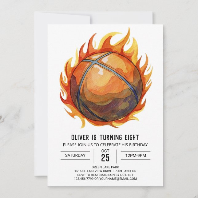 Elegant Boy Sport Basketball Birthday  Invitation (Front)