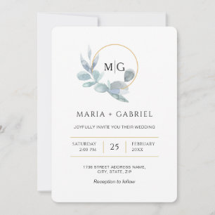 Elegant branch of greenery. Wedding Invitation