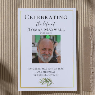 Elegant Branch Photo Celebration of Life Invitation