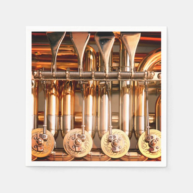 Elegant Brass Instrument Music Paper Napkin (Front)