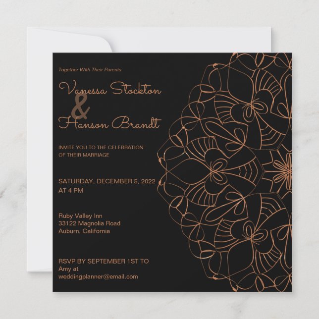 Elegant Brass Mandala Wedding Invitation (Front)