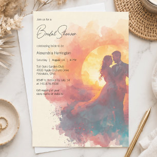 Elegant Bridal Couple Silhouette Bridal Shower  Invitation