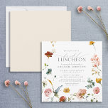 Elegant Bridal Luncheon Garden Flowers Invitation<br><div class="desc">The Elegant Garden Flowers Bridal Luncheon Invitation is a traditional way to celebrate and thank your bridesmaids before the wedding, for all the help they've given you with your wedding. This invitation design features airy watercolor garden flowers in shades of dusty blue, pink, gold, white and scarlet. Personalize your bridal...</div>