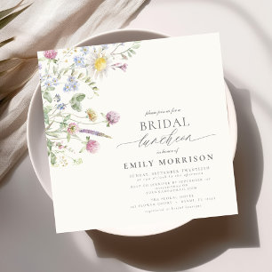 Elegant Bridal Luncheon Wildflower Sage Green Invitation