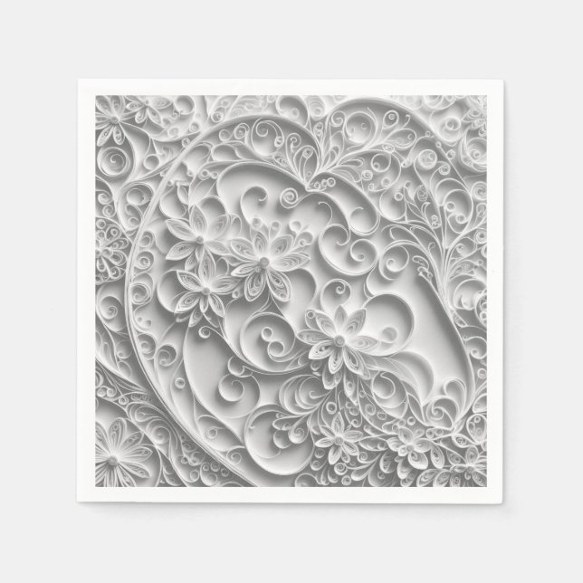 Elegant Bridal Paper Quilling Design Napkin (Front)