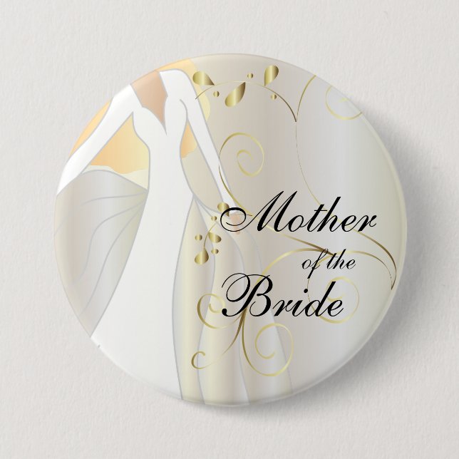 Elegant Bridal Party with Gold Accents 3 Inch Round Button (Front)