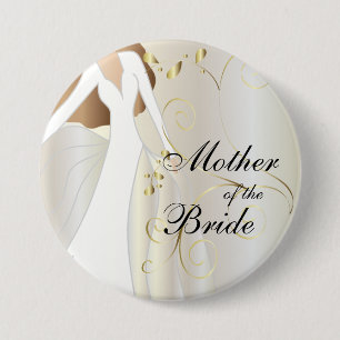 Elegant Bridal Party with Gold Accents 3 Inch Round Button