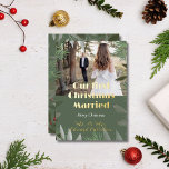 Elegant Bridal Photo Green 1st Christmas Married  Foil Holiday Card<br><div class="desc">Elegant Bridal Photo Green 1st Christmas Married Brown Gold Foil Calligraphy Christmas Holiday Greetings Card.</div>