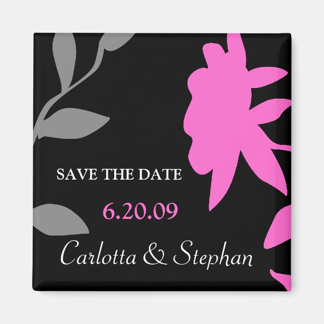 ELEGANT BRIDAL SAVE THE DATE PINK MAGNET (Front)