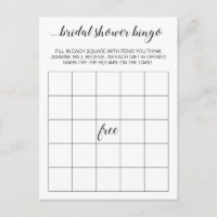 Elegant Bridal Shower Bingo Card Game Postcard
