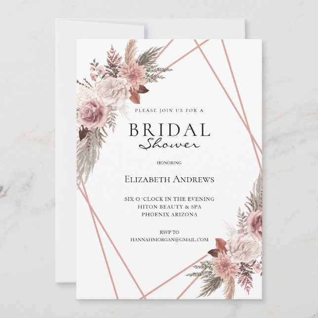 Elegant Bridal Shower Boho Invitation (Front)