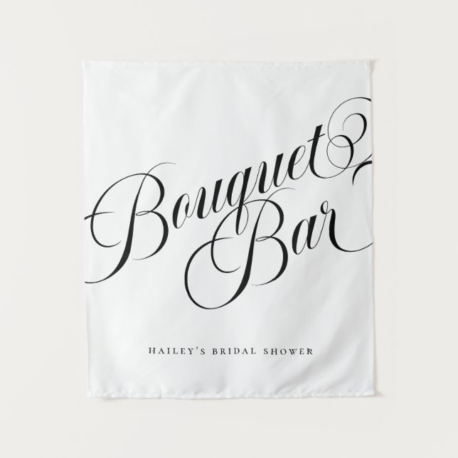 Elegant Bridal Shower Bouquet Bar Sign Tapestry (Front)