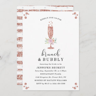 Elegant Bridal Shower Brunch & Bubbly Invitation