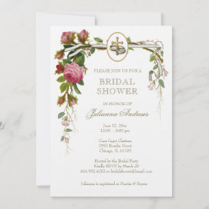 Elegant Bridal Shower Christian Roses Invitation