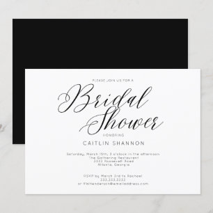 Elegant Bridal Shower Classic Black White Invitation