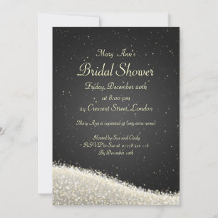 Elegant Bridal Shower Dazzling Sparkles Black Invitation