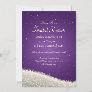 Elegant Bridal Shower Dazzling Sparkles Purple Invitation
