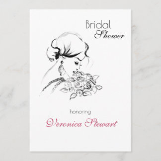 Elegant Bridal Shower Fashion Illustration Invitation