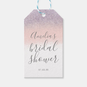Elegant Bridal Shower Faux Ombré Glitter Pink   Gift Tags