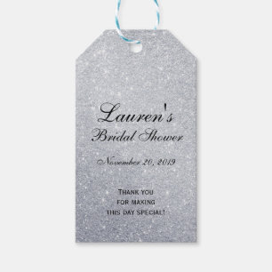Elegant Bridal Shower Favour Tags Silver Glitter