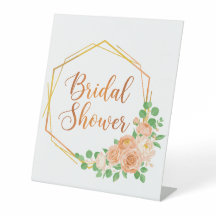 Elegant Bridal Shower Floral and Gold Art