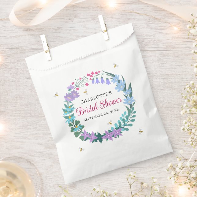 Elegant Bridal Shower Floral Wildflowers Garland Favour Bag (Clipped)