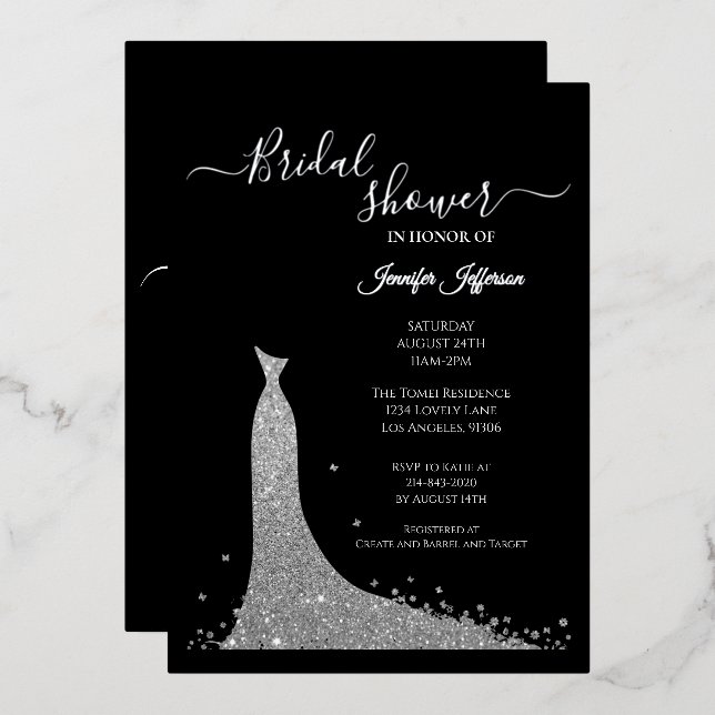 Elegant Bridal Shower foil Invitation (Front/Back)