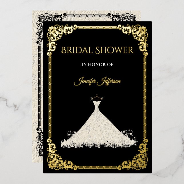 Elegant Bridal Shower foil Invitation (Front/Back)