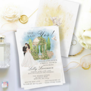 Elegant Bridal Shower Gazebo doves She Said Yes! Invitation