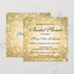Elegant Bridal Shower Gold Winter Wonderland Invitation
