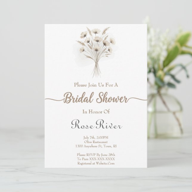 Elegant Bridal Shower Invitation (Standing Front)
