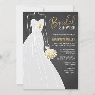 Elegant Bridal Shower Invitation   Black and Gold