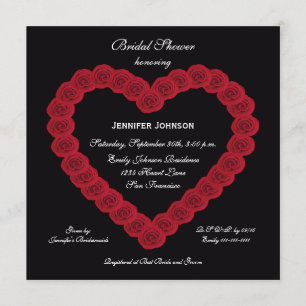 Elegant Bridal Shower Invitation Bridal Rose Heart
