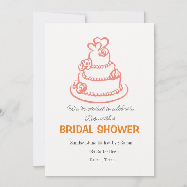 "Elegant Bridal Shower Invitation Design" (Front)