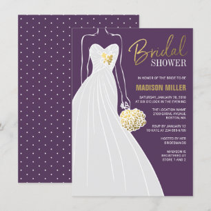 Elegant Bridal Shower Invitation   Purple and Gold