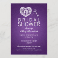 Elegant Bridal Shower Key To My Heart Purple