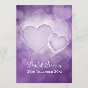 Elegant Bridal Shower Modern Hearts Purple Invitation