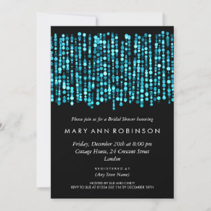 Elegant Bridal Shower Modern Turquoise Lights Invitation