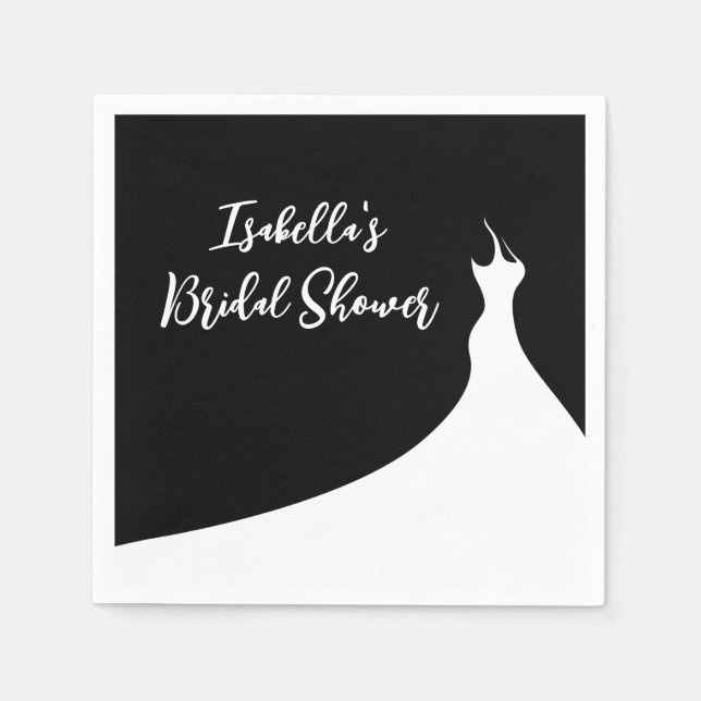 Elegant Bridal Shower Napkin black (Front)