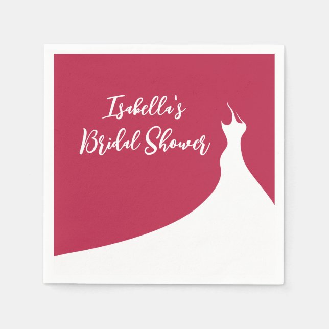 Elegant Bridal Shower Napkin viva magenta (Front)