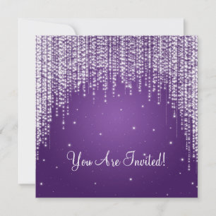Elegant Bridal Shower Night Dazzle Purple Invitation