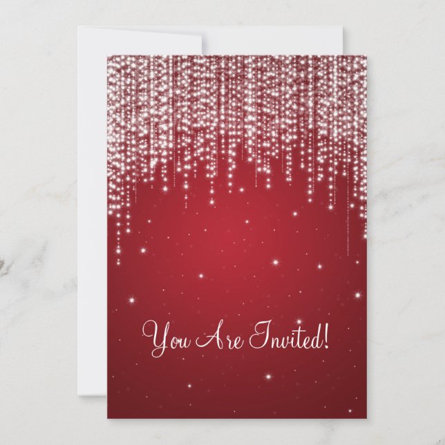 Elegant Bridal Shower Night Dazzle Red Invitation (Front)
