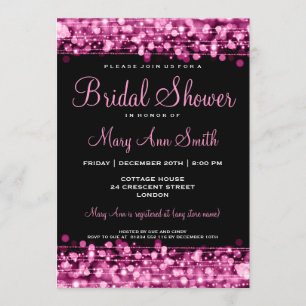 Elegant Bridal Shower Party Sparkles Pink Invitation