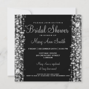 Elegant Bridal Shower Party Sparkles Silver Invitation