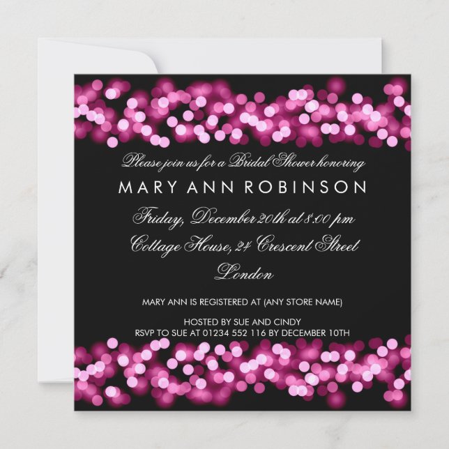 Elegant Bridal Shower Pink Hollywood Glam Invitation (Front)