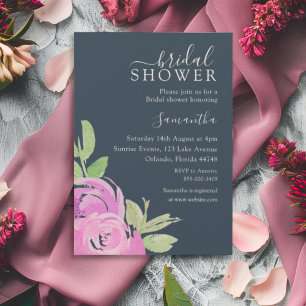 Elegant Bridal Shower Pink Rose Watercolor Invitation